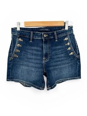Tommy Hilfiger Silver‑Tone Button High‑Rise Denim Shorts Size 2 Stretch Denim